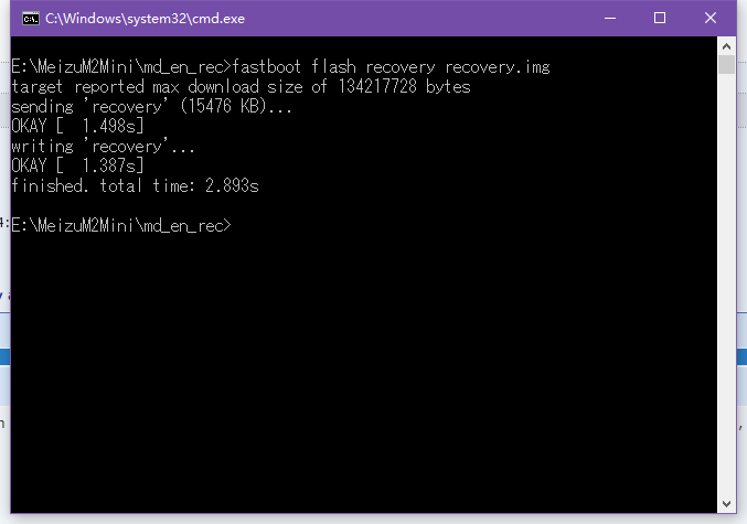 fastboot flash recovery recovery.img